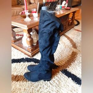 Sam Edelman Suede Leather Black Boots Over-the-Knee Women's Size 7.5